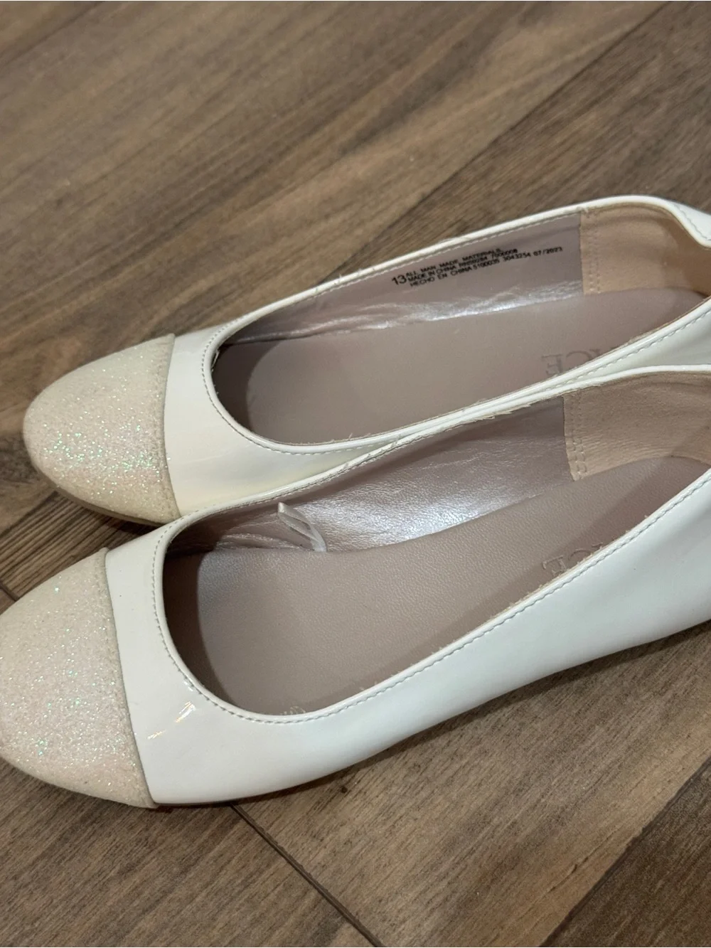 The Children's Place Ivory Sparkle Cap-Toe Dress Flats